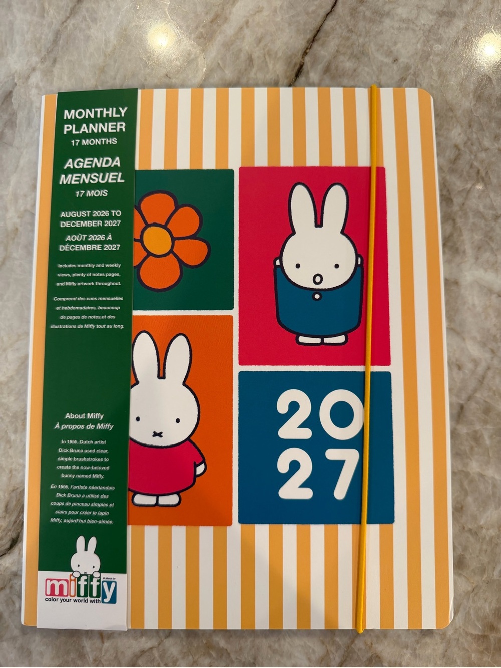 miffy Yellow Striped 2027 Planner with Multicolor Blocks